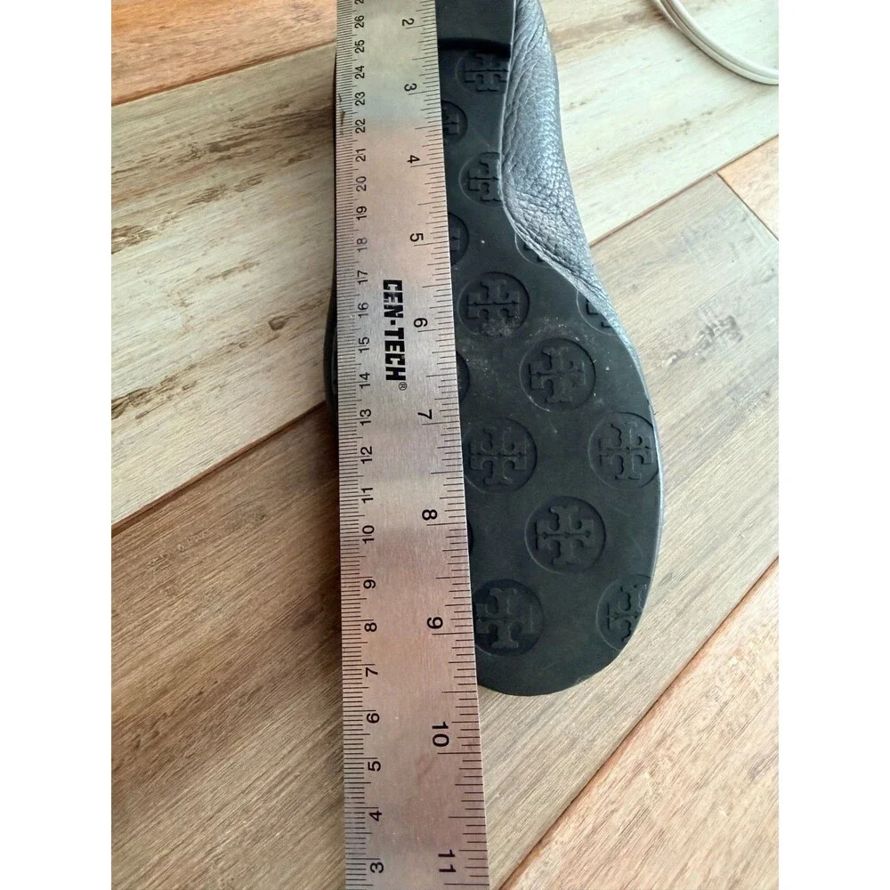 Tory Burch Minnie Travel Ballet Flats Black Leather Size 8